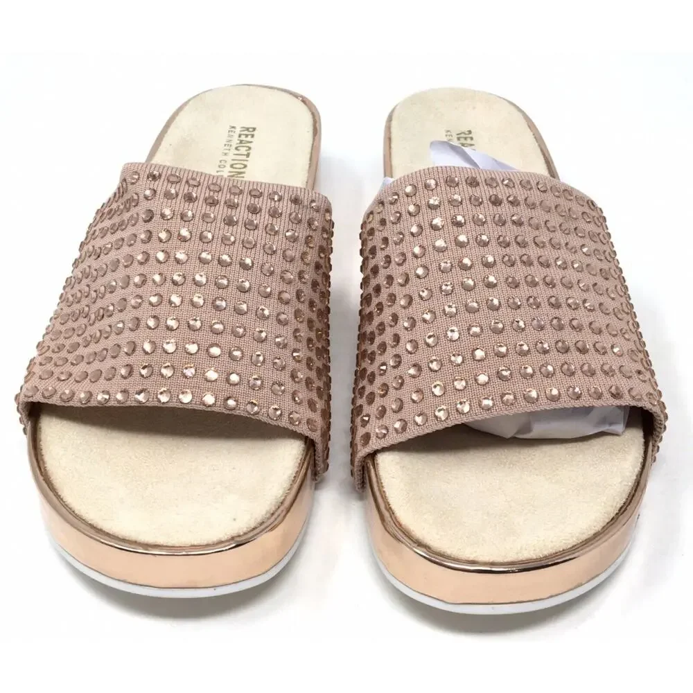 Kenneth Cole Reaction Maila Women's Size 9.5 Stretch Jewel Slide Sandals Shoes